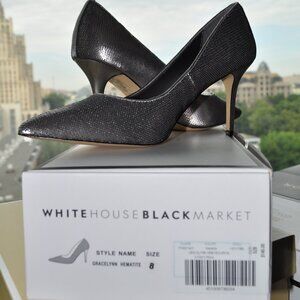 White House Black Market black glitter heel